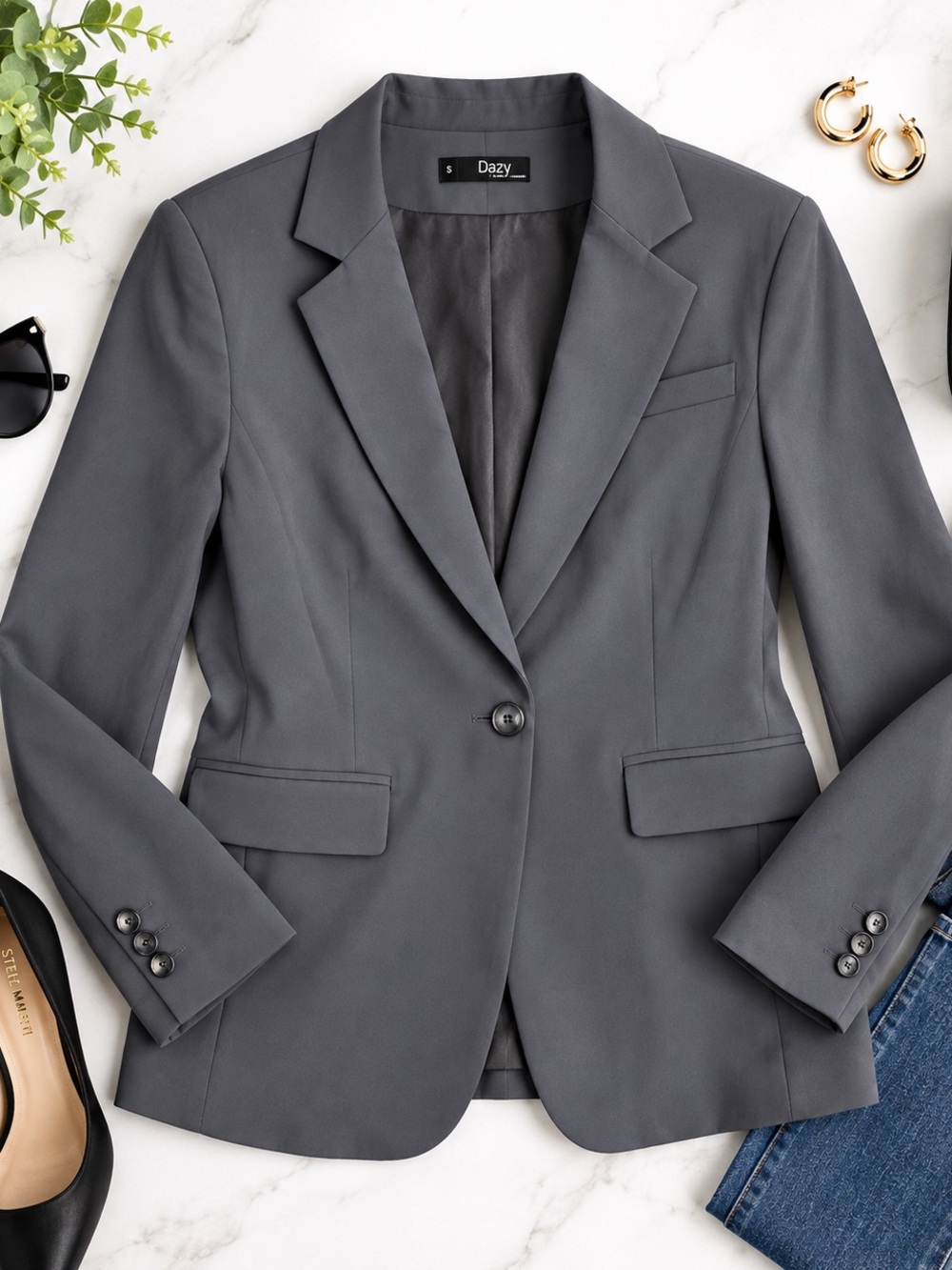 DAZY Gray Tailored Single Button Blazer Size Small